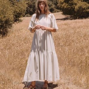 Christy Dawn Theo dress in flax beige gingham OS NWT